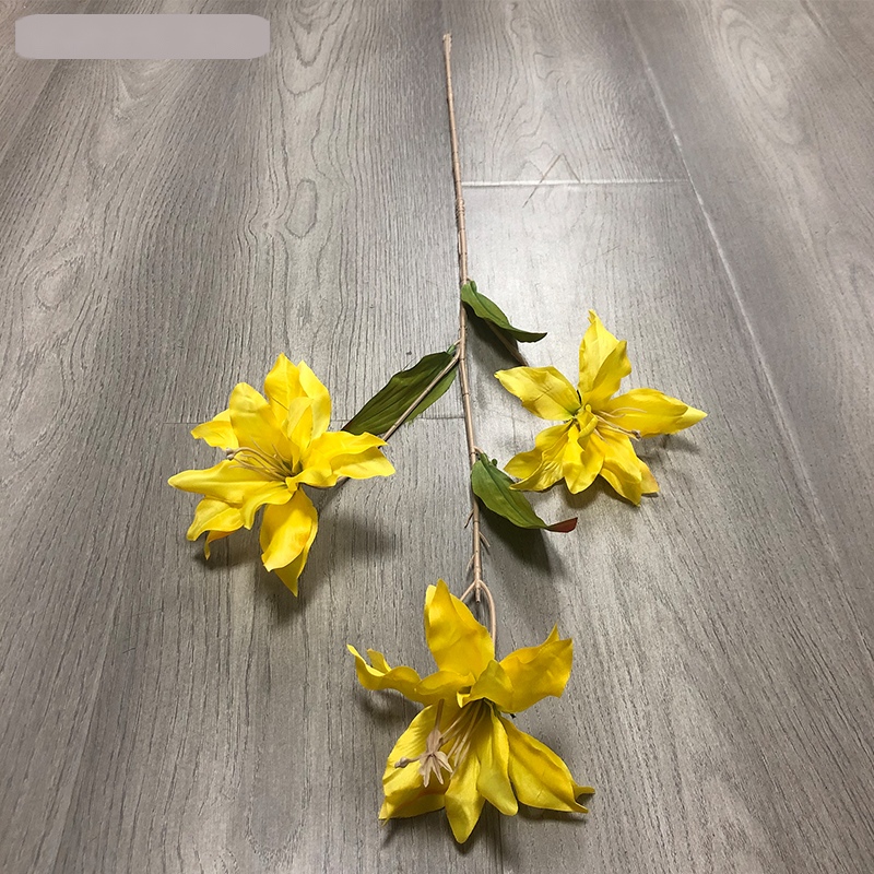 Yellow 3 Lily · Yellow artificial flower stem